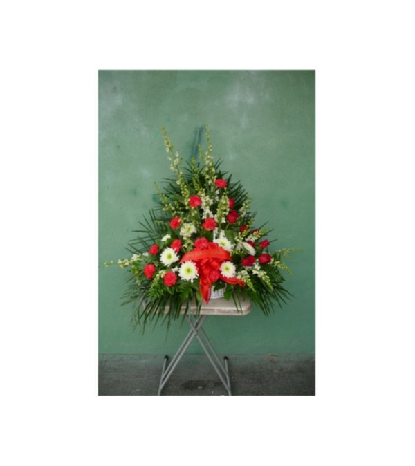 FLOOR WICKER BASKET- RED & WHITE