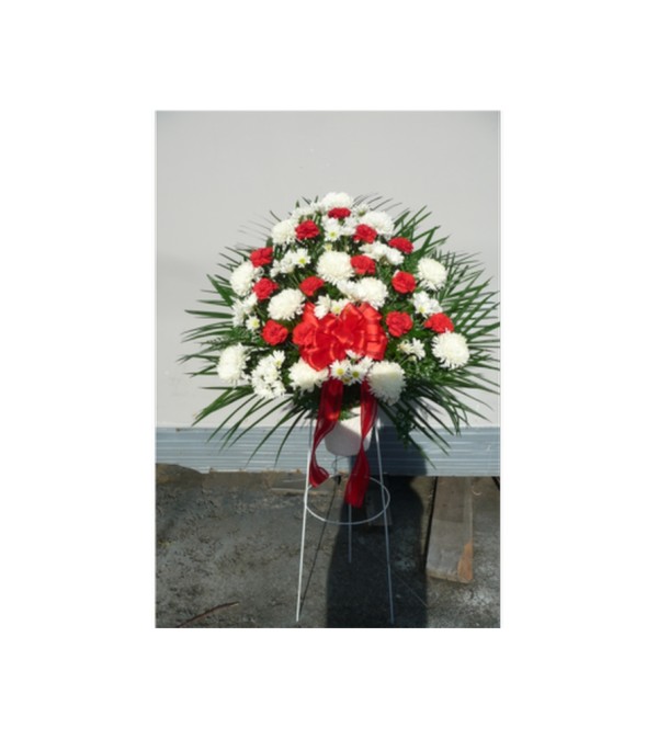 A RED&WHITE STANDING BASKET