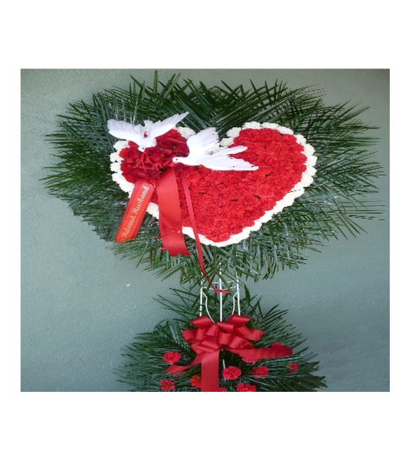 BLEEDING HEART- CARNATIONS WITH ROSE CLUSTER