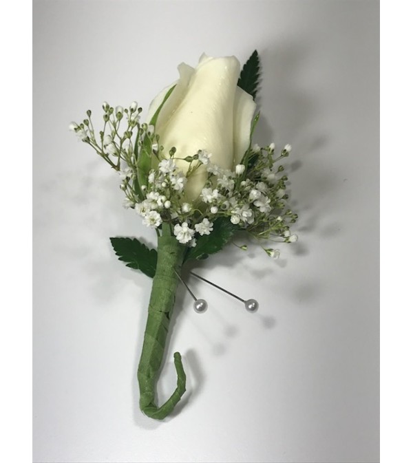 White Rose Boutonniere *PLEASE CALL TO ORDER*