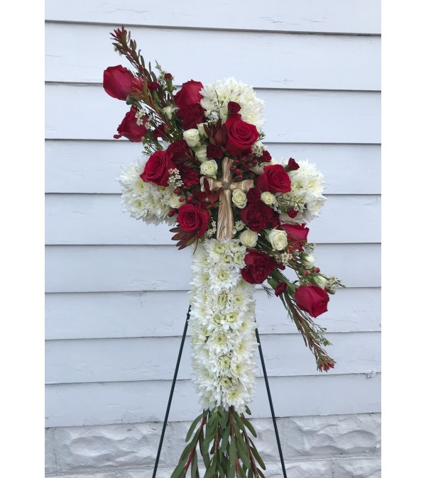 White and Red Cross Spray