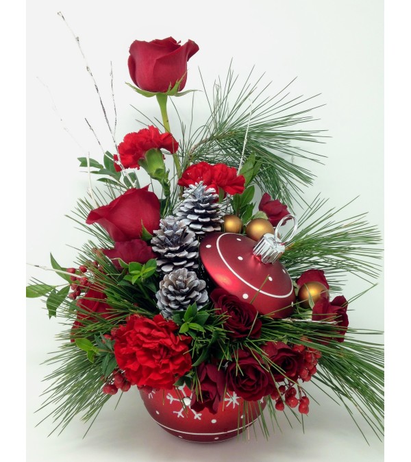 Snowflakes on Red Ornament Bouquet