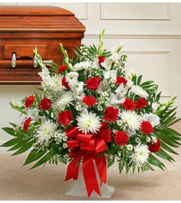 Red and White Tribute Floor basket