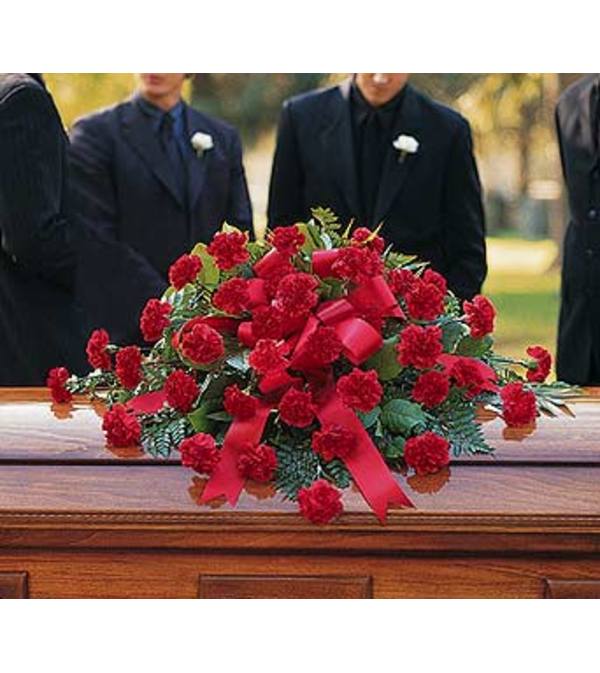 Red Regards Casket Spray