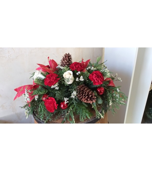 Red and White Holiday Centerpiece
