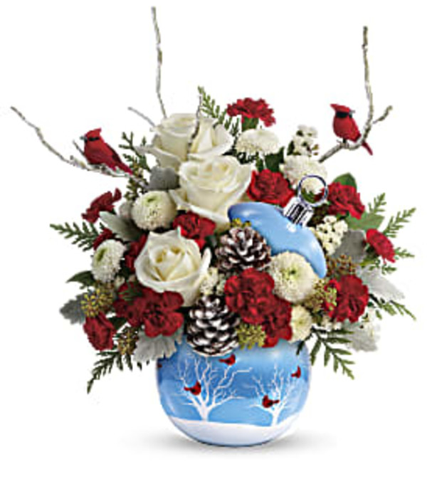 Cardinals in Snow centerpiece