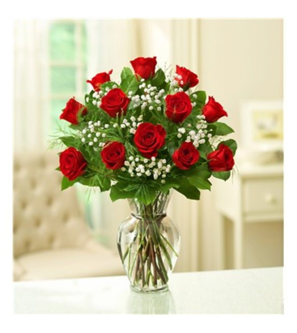 Classic One Dozen Red Rose Vase