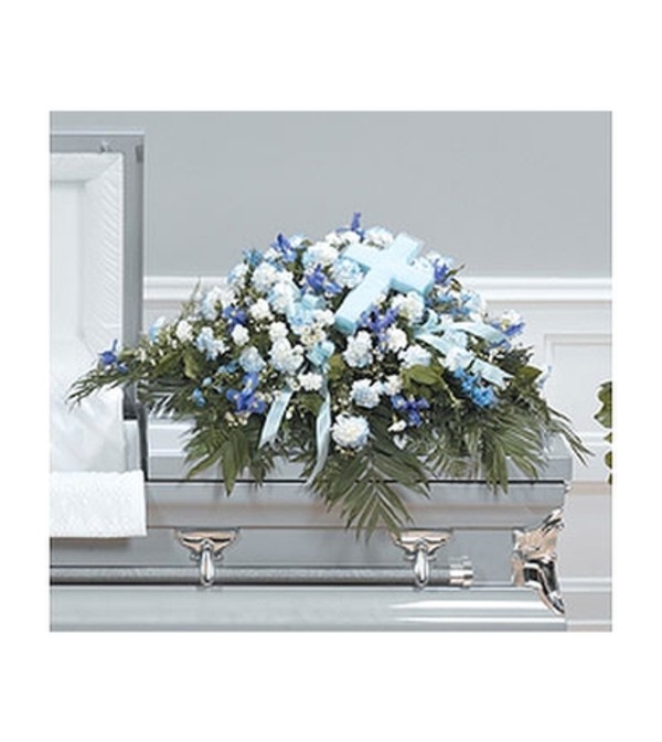 CTT53-11 Shades of blue delphinium, carnations and iris accented