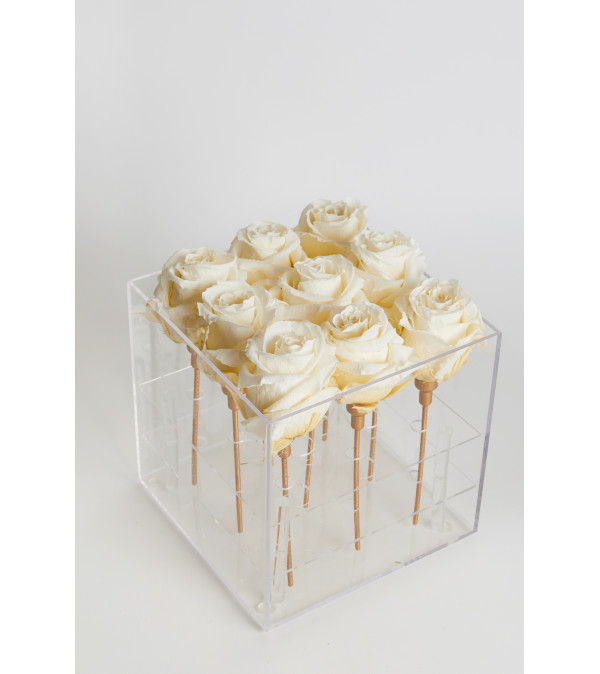 Acrylic Box square 9 Roses