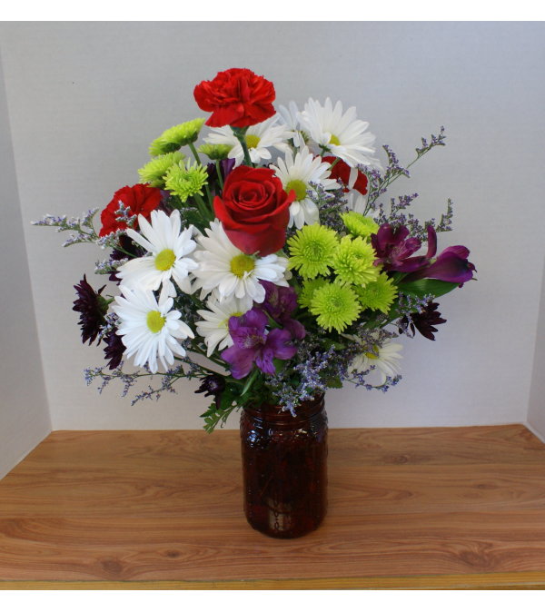 Red Hot Canning Jar Bouquet