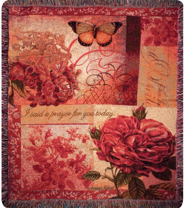 Tapestry Throw - Spring Blooms w/Verse