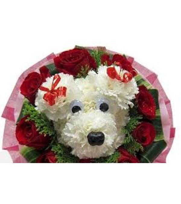 Flower Puppy with Roses