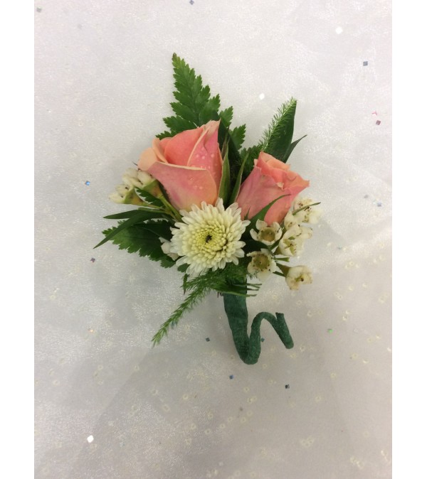 Bout 7 - Pink spray roses, button pom accent (pick up only)