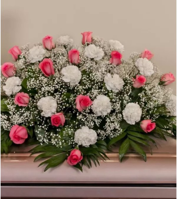 Sweetly Rest-Carnation/Rose Casket Spray