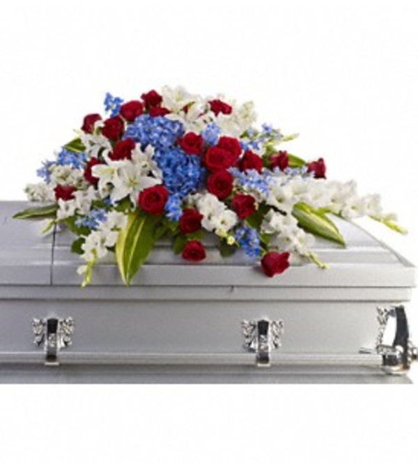 Distinguished Service Casket Spray Blue and White