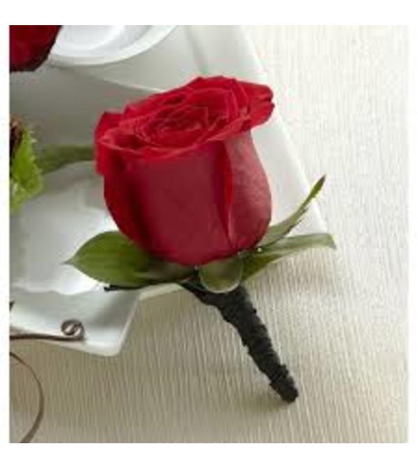 Red Rose Boutonniere no filler