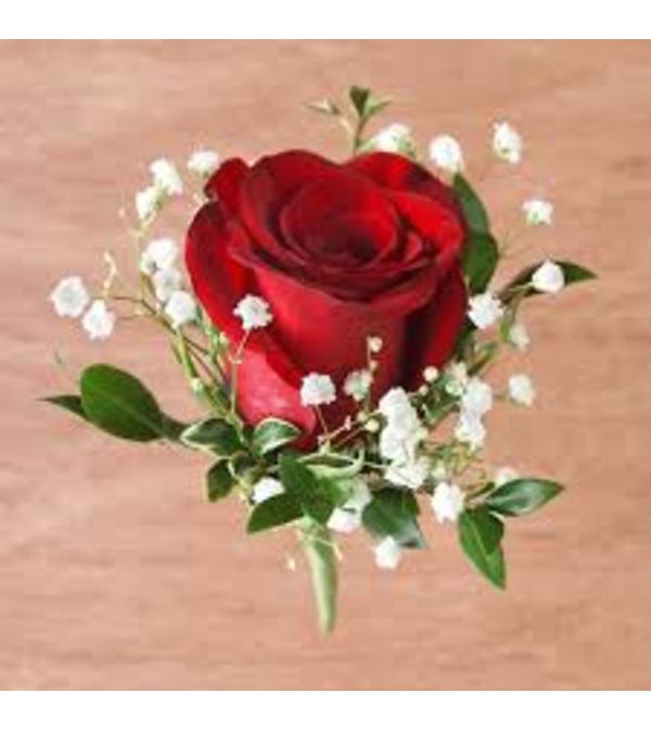 Red Rose Boutonniere w/ filler