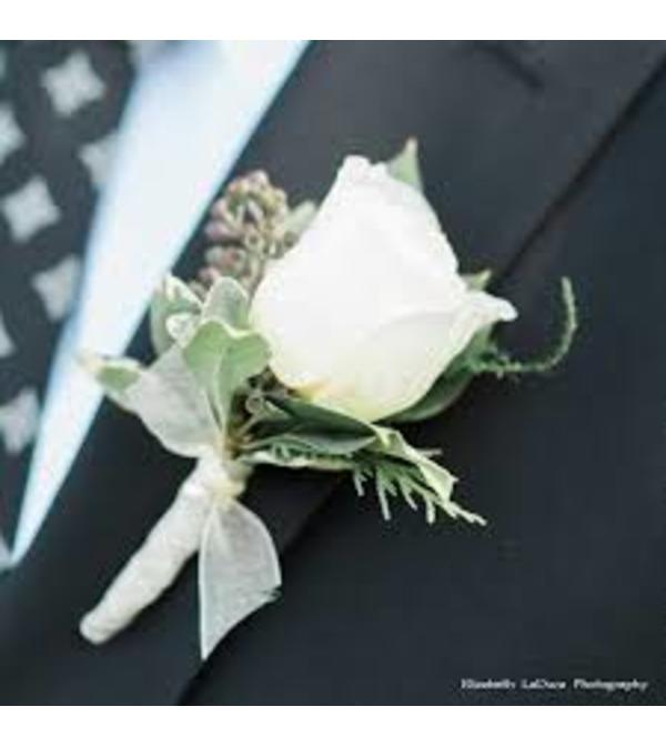 White Rose Boutonniere no filler