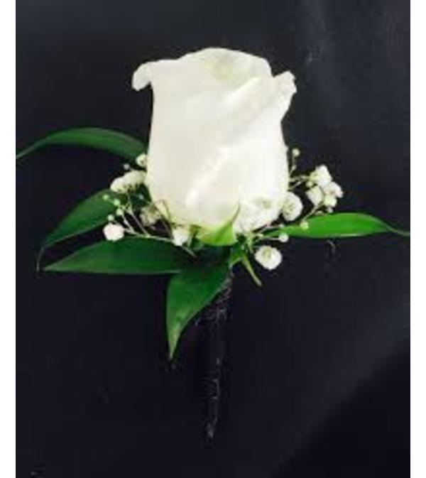 White Rose Boutonniere w/filler