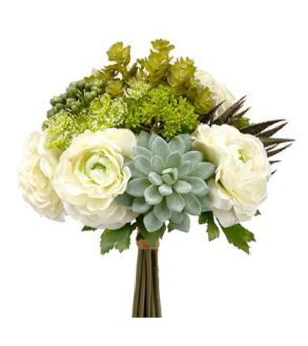 White Floral w/ Succulent Nosegay