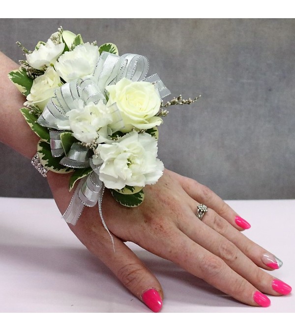 White rose & Carnation Corsage/Boutonniere