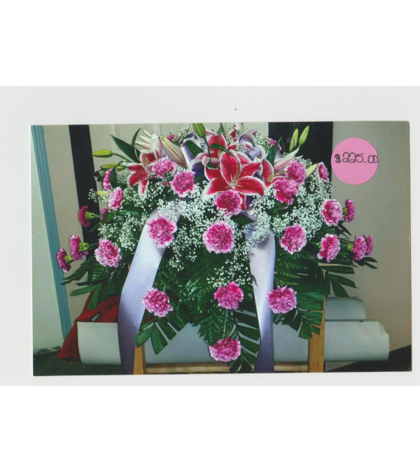 Casket W/ Carnations, Lillys & Filler