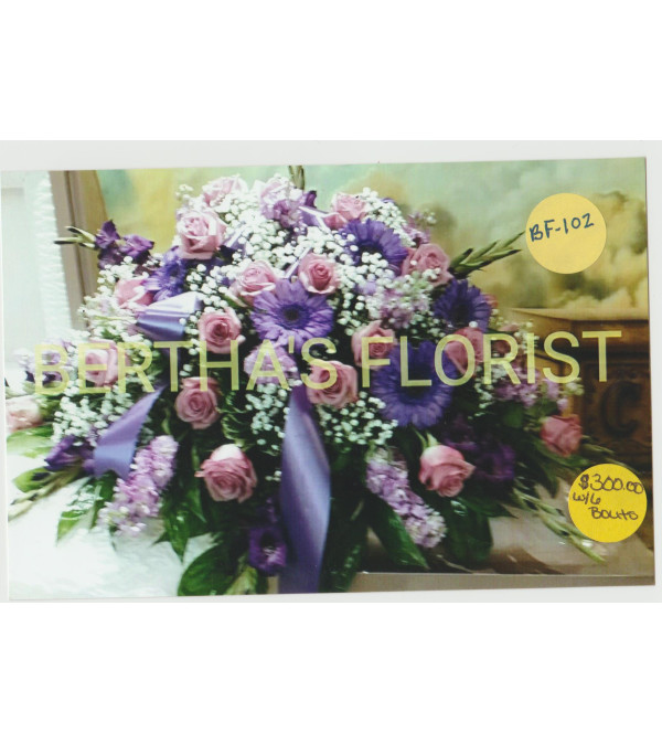 Casket W/ Mixed Flowers & 6 Boutonnieres