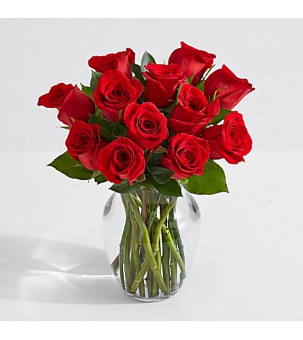 Dozen Assorted Short Roses in a vase