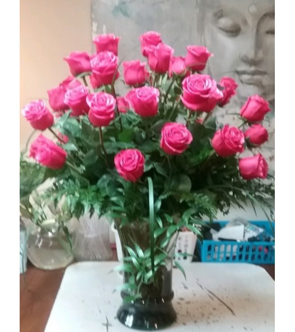 Fuchsia Flamingo Rose Arrangment