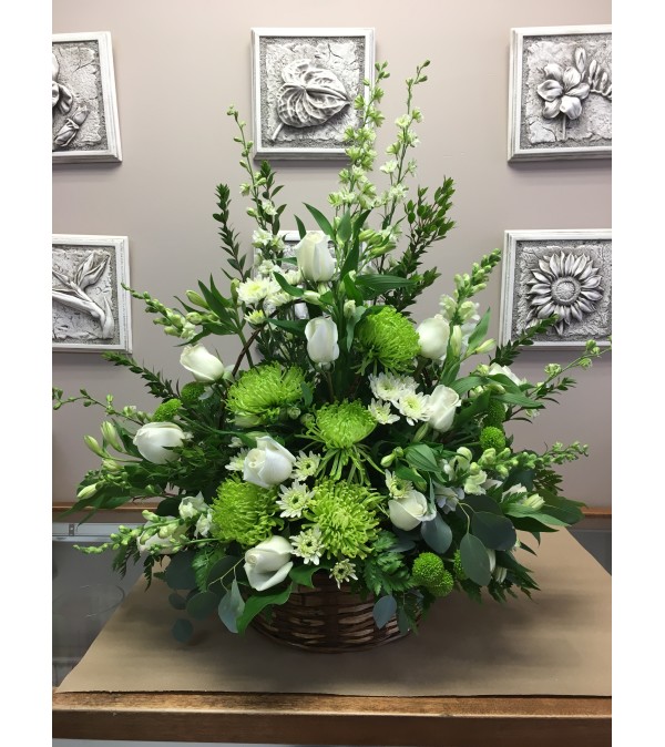Green and White in a Basket