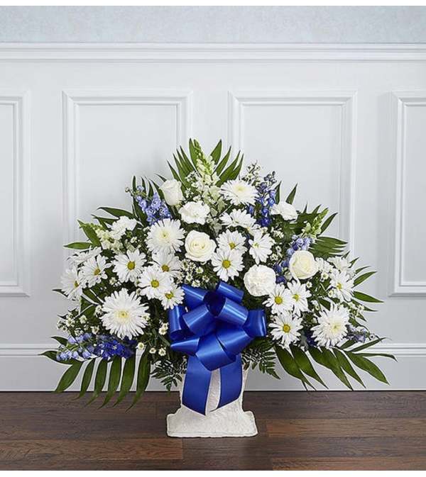 Floor Basket-Blue & White