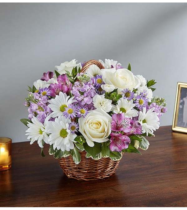 Basket Arrangement-Lavender & White
