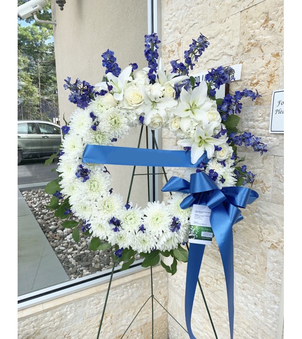 White and Blue Wreath
