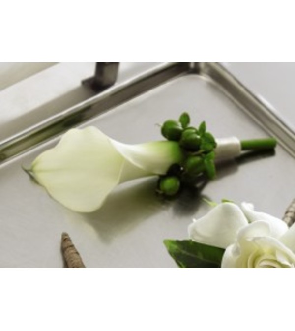 White Calla Boutonniere *PLEASE CALL TO ORDER*