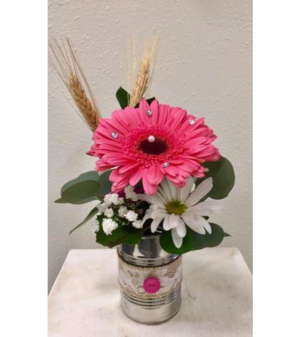 Country Chic Gerbera Can