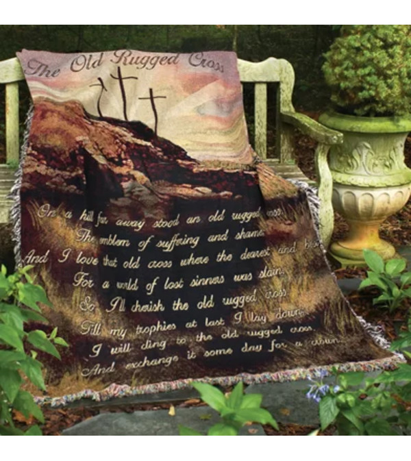 Old Tugged Cross Tapestry Throw