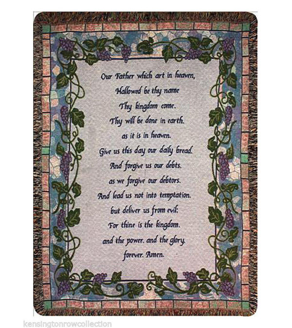 Grapevine Lord's Prayer Tapestry Throw