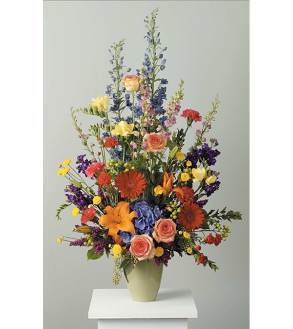 Polychromatic Stylized Vase Arrangement