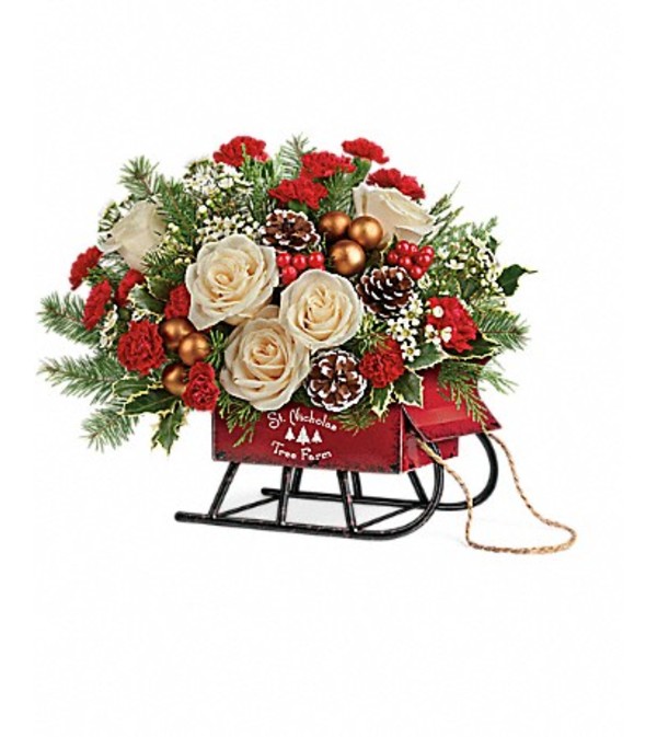 Saint Nicholas Tree Farm Sleigh Bouquet