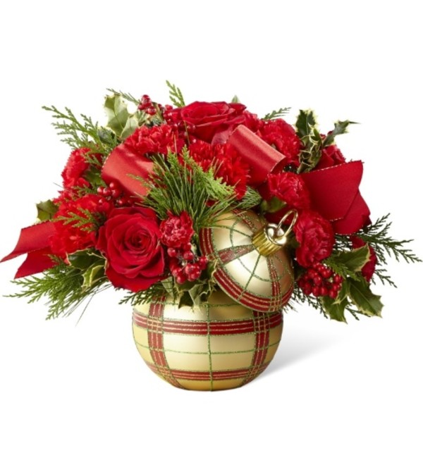 Golden Plaid Holiday Delight Bouquet