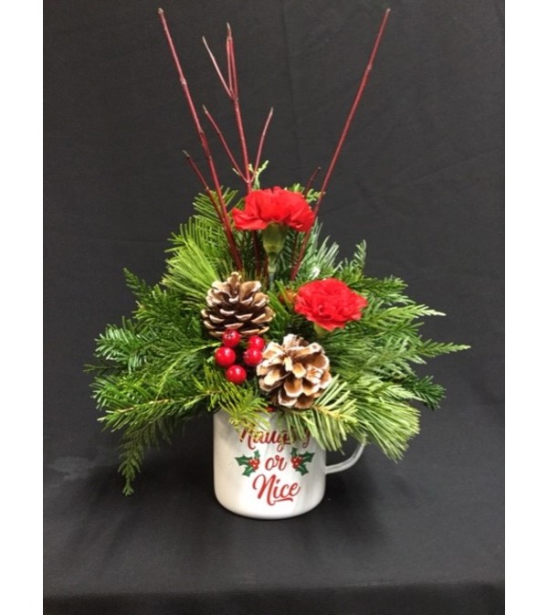 Naughty or Nice Mug Arrangement