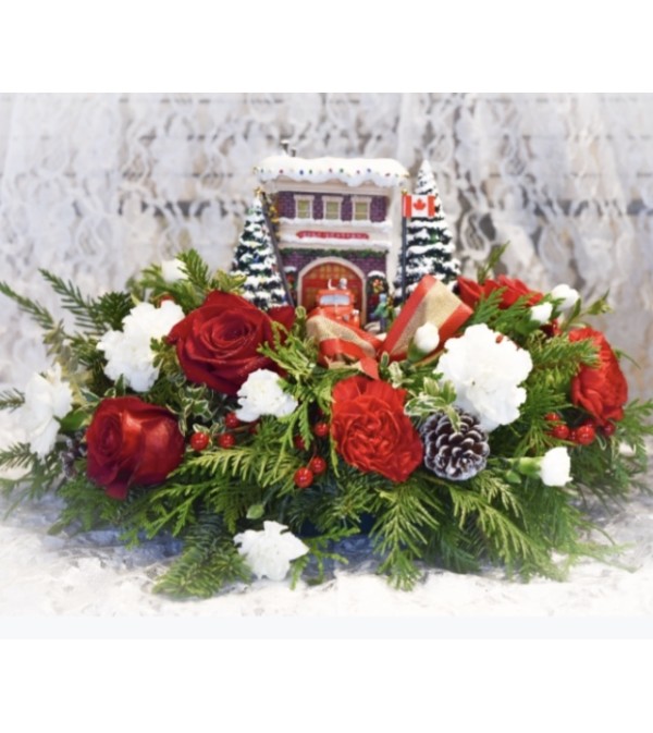 Thomas Kinkade Festive Fire Station Bouquet