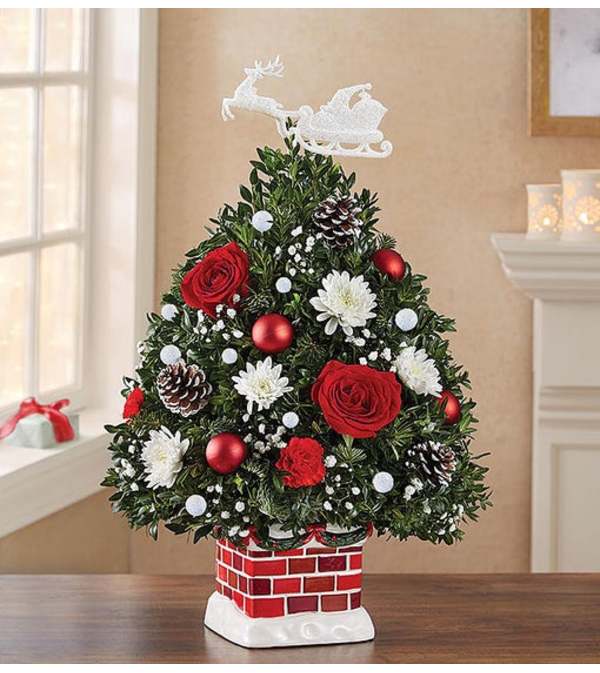 1800 Flowers inspired Decorated Boxwood Tree
