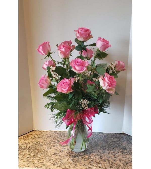 Dozen Pink Roses