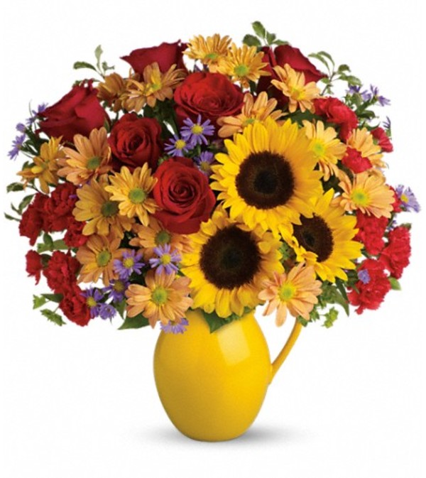 Teleflora's Sunny Day Pitcher of Joy