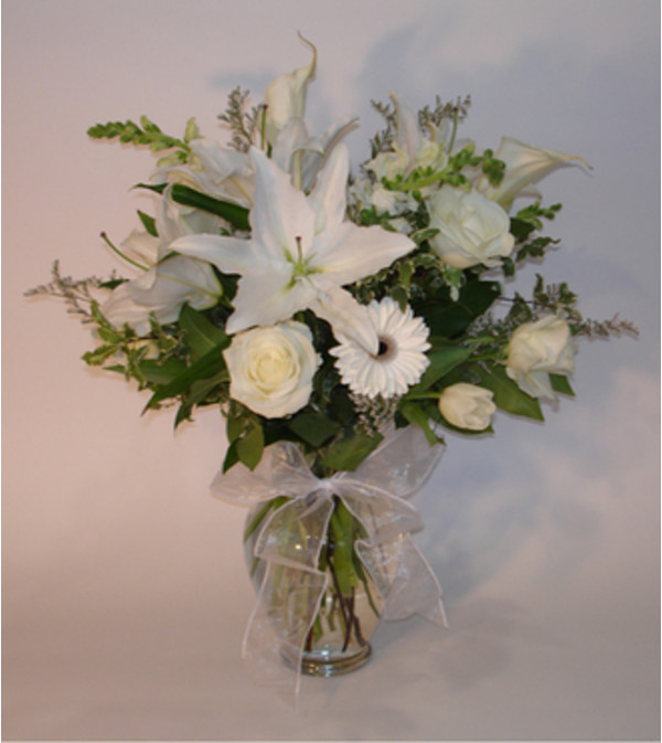 Large All White Mixed Vase