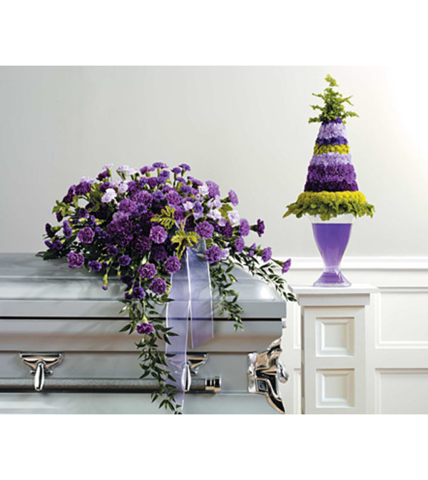 Purple Monochromatic Casket Spray