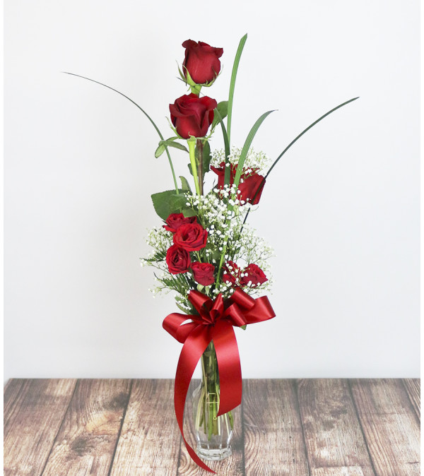 Classic Red Rose Vase by Pike Creek