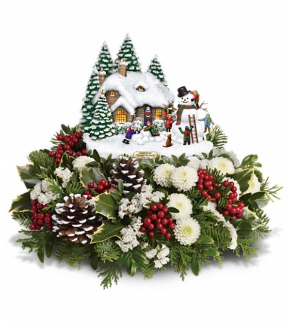 Thomas Kinkade's Snowballs & Smiles Centerpiece