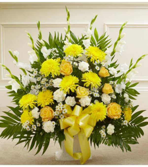 Yellow Mache Sympathy Basket